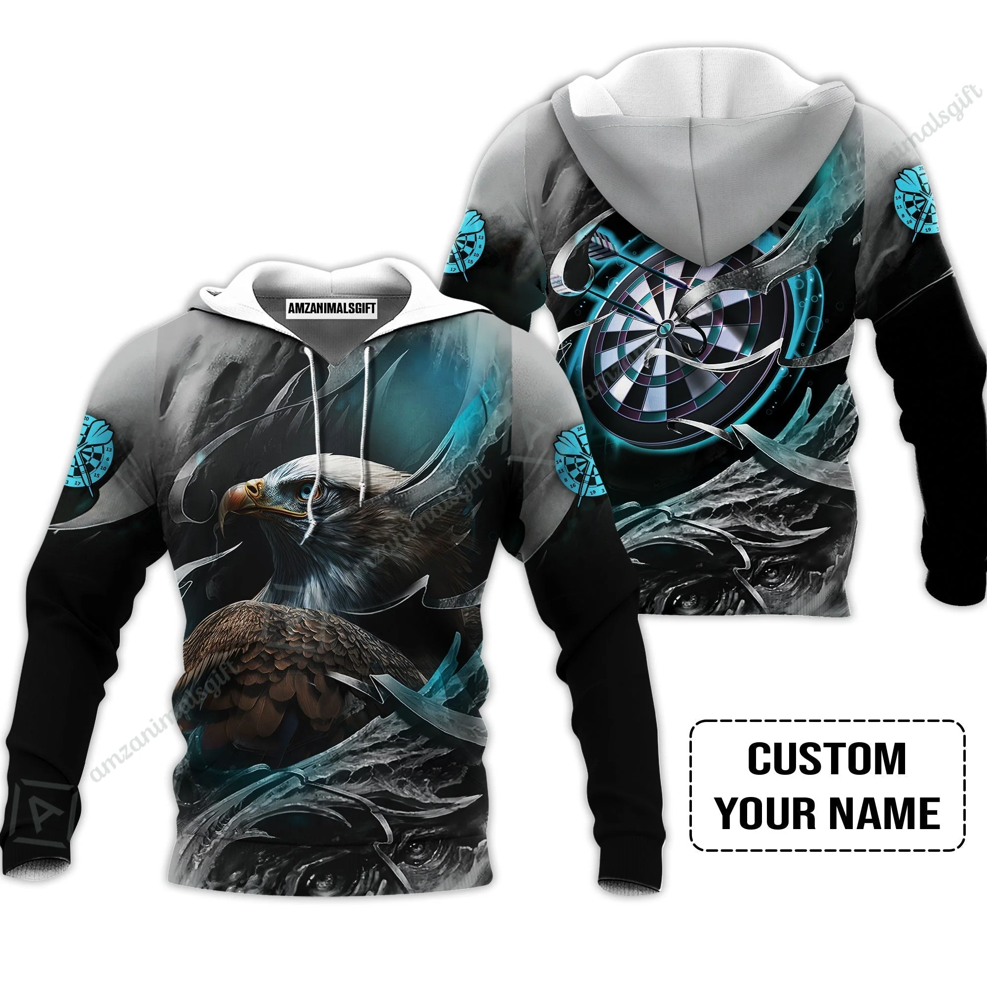 Customized Name Darts Sweatshirt, Bullseye Dartboard Personalized Eagle And Darts Sweatshirt - Image 3