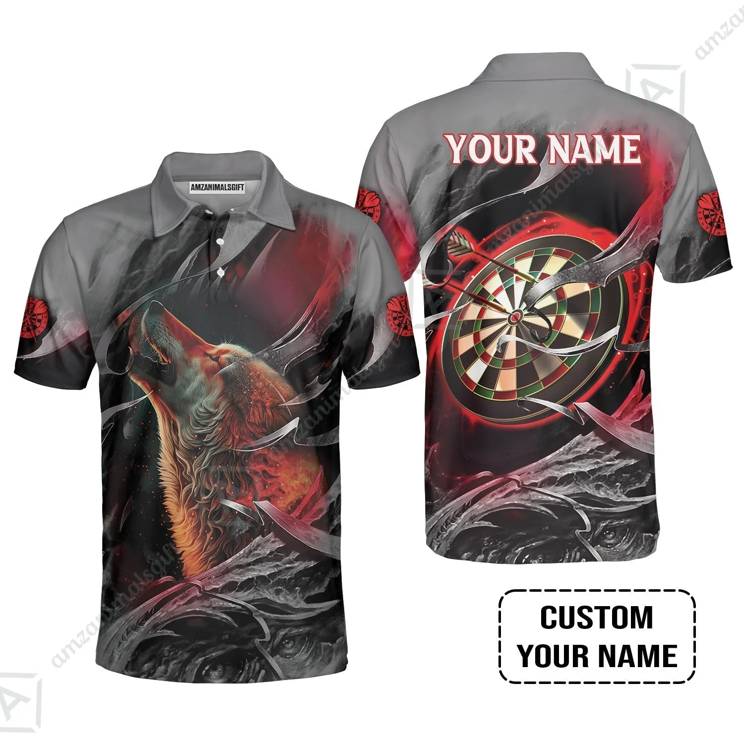 Customized Name Darts Sweatshirt, Bullseye Dartboard Personalized Flame Wolf And Darts Sweatshirt - Image 6