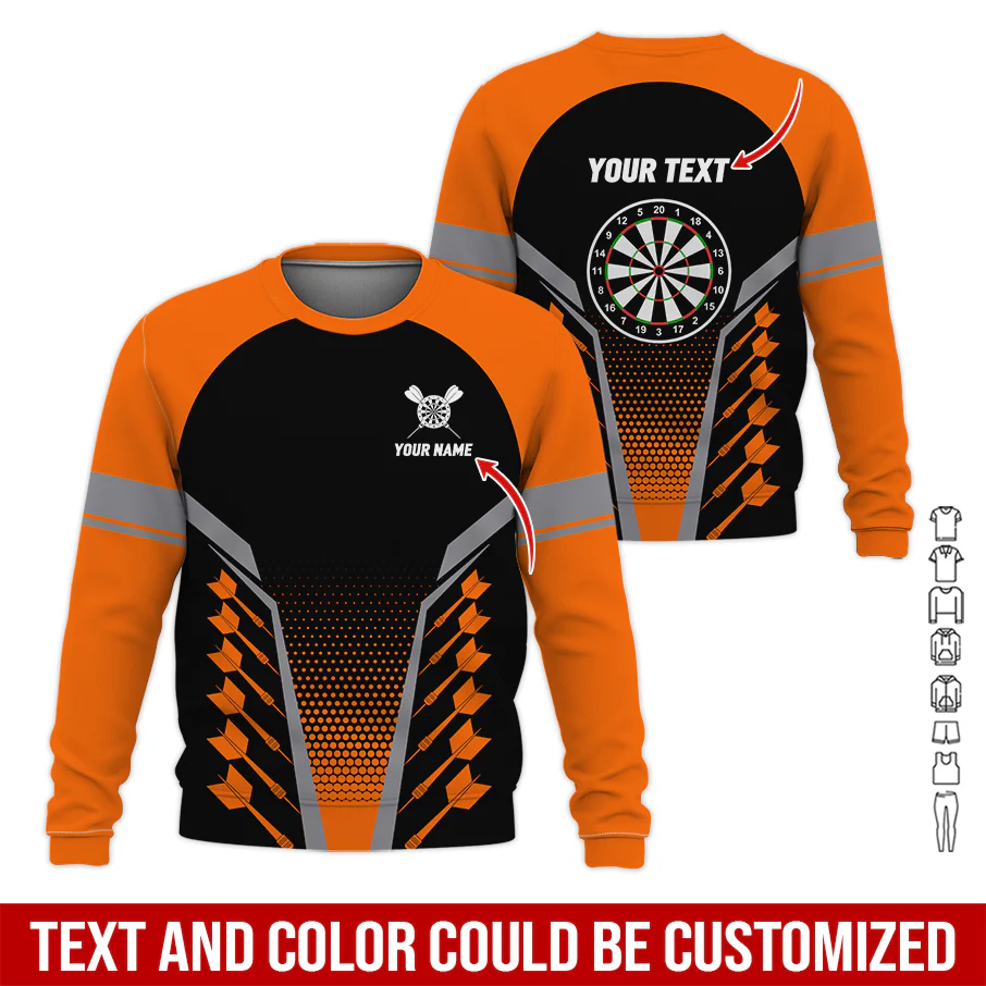 Customized Name Darts Sweatshirt, Darts & Dartboards Pattern Love Darts Shirts - Gift For Darts Lovers, Friend, Family - Image 4