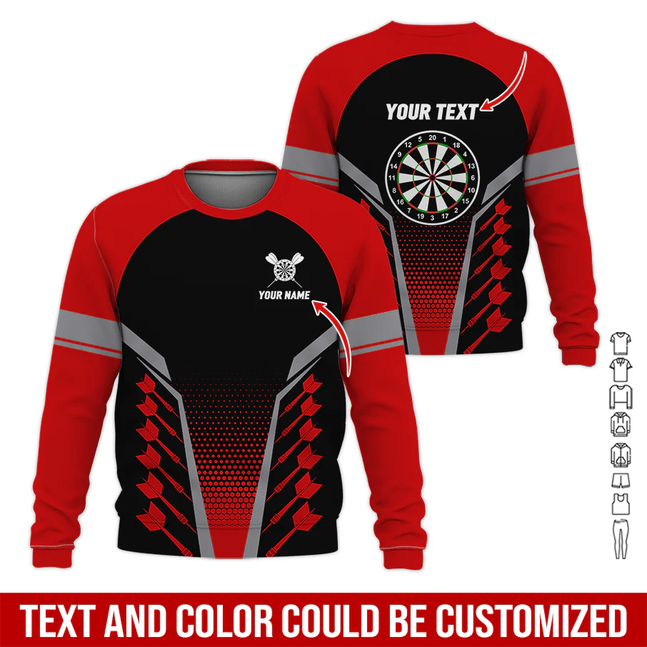 Customized Name Darts Sweatshirt, Darts & Dartboards Pattern Love Darts Shirts - Gift For Darts Lovers, Friend, Family - Image 5