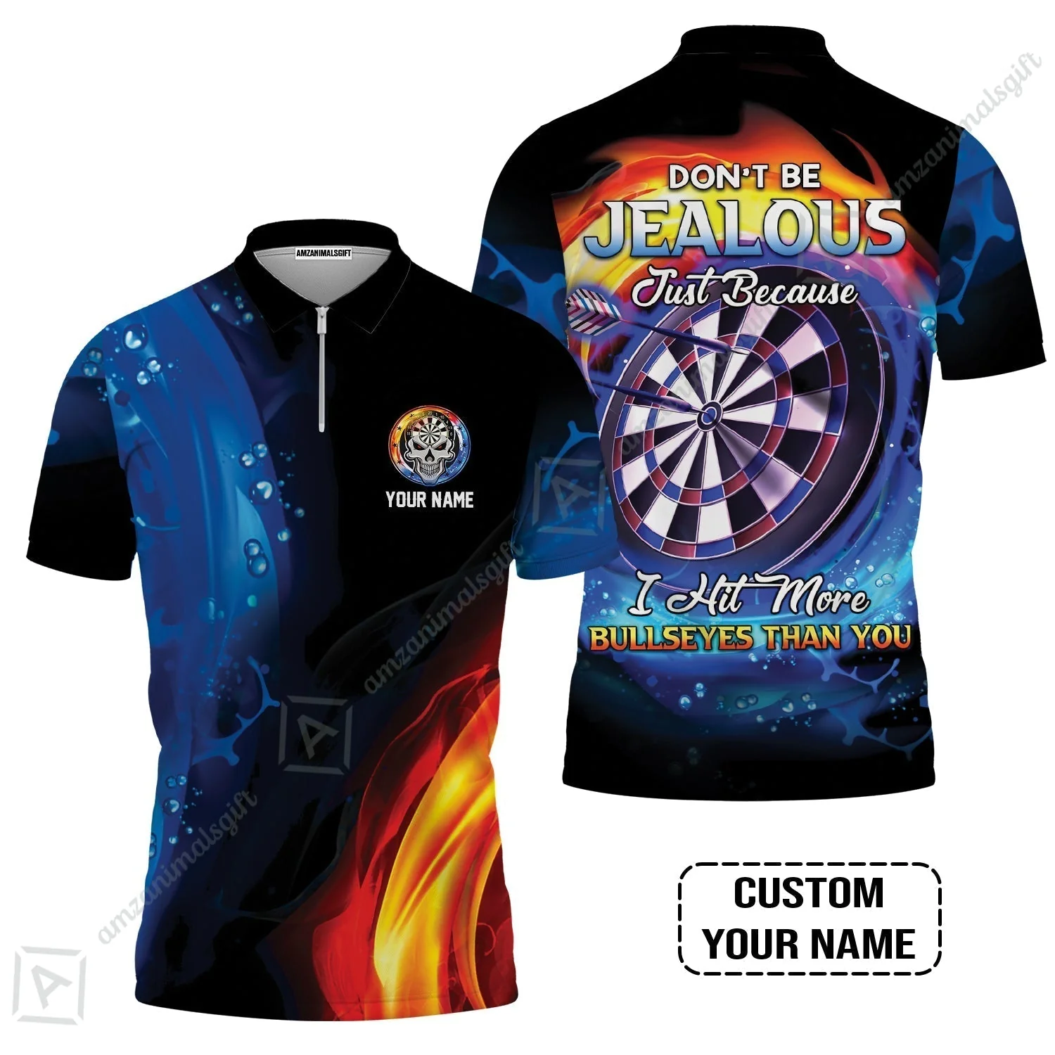 Customized Name Darts Sweatshirt, Don't Be Jealous Personalized Skull Logo And Darts Sweatshirt - Image 4