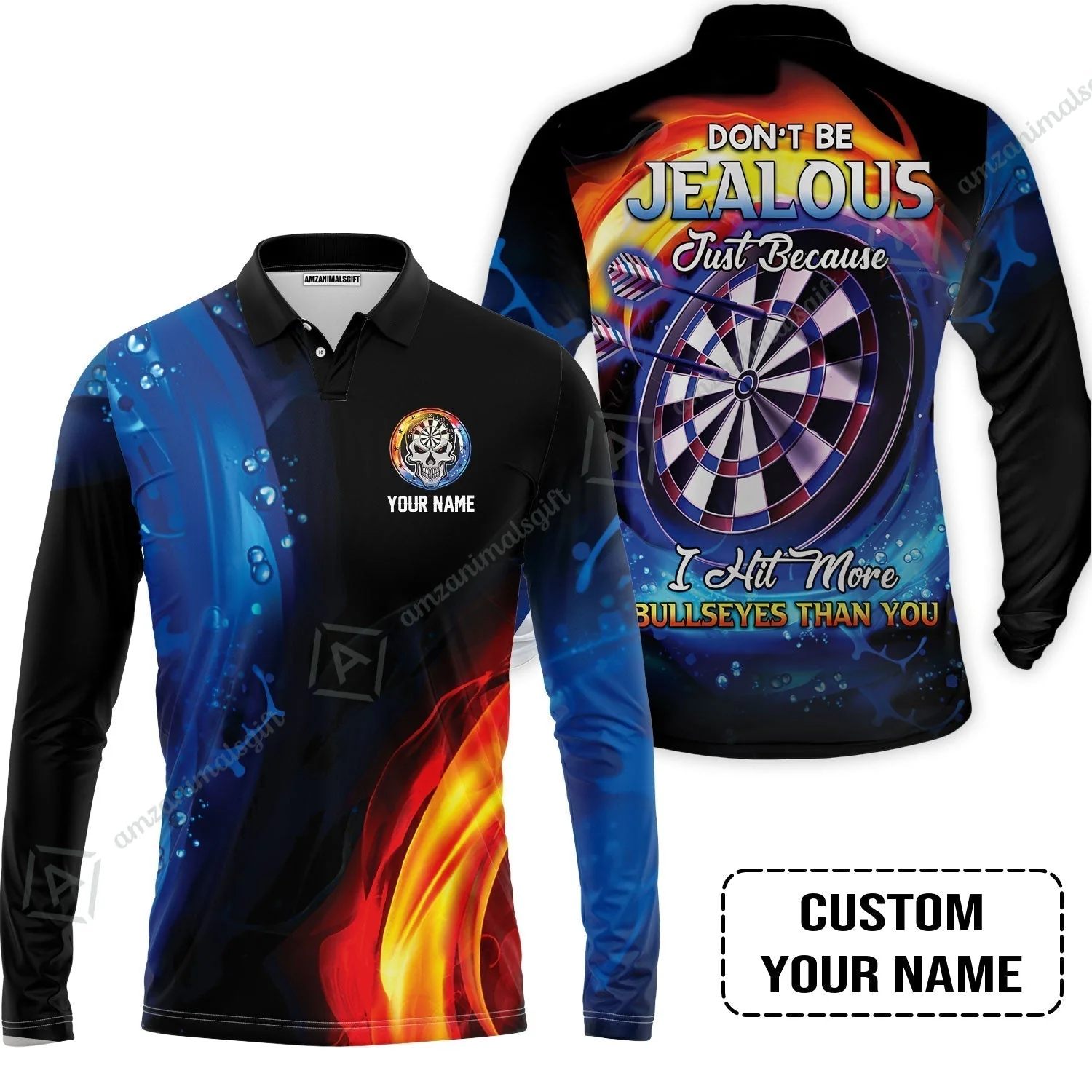 Customized Name Darts Sweatshirt, Don't Be Jealous Personalized Skull Logo And Darts Sweatshirt - Image 5