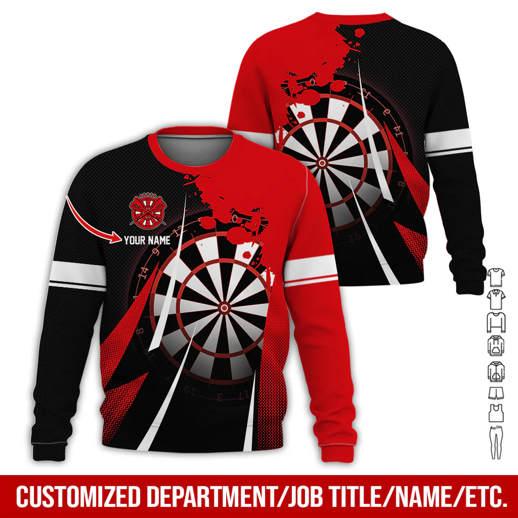Customized Name Darts Sweatshirt, Ink Spill Pattern Darts Shirts For Men & Women - Gift For Darts Lovers, Friend, Family - Image 3