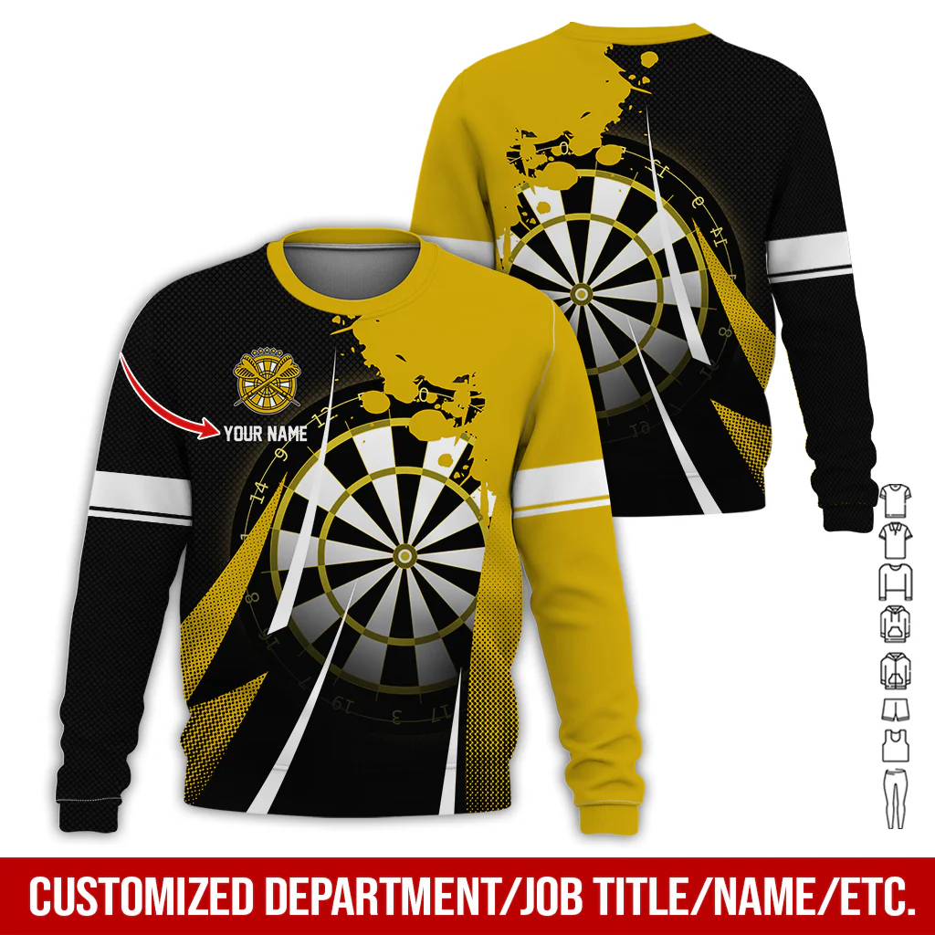 Customized Name Darts Sweatshirt, Ink Spill Pattern Darts Shirts For Men & Women - Gift For Darts Lovers, Friend, Family - Image 4
