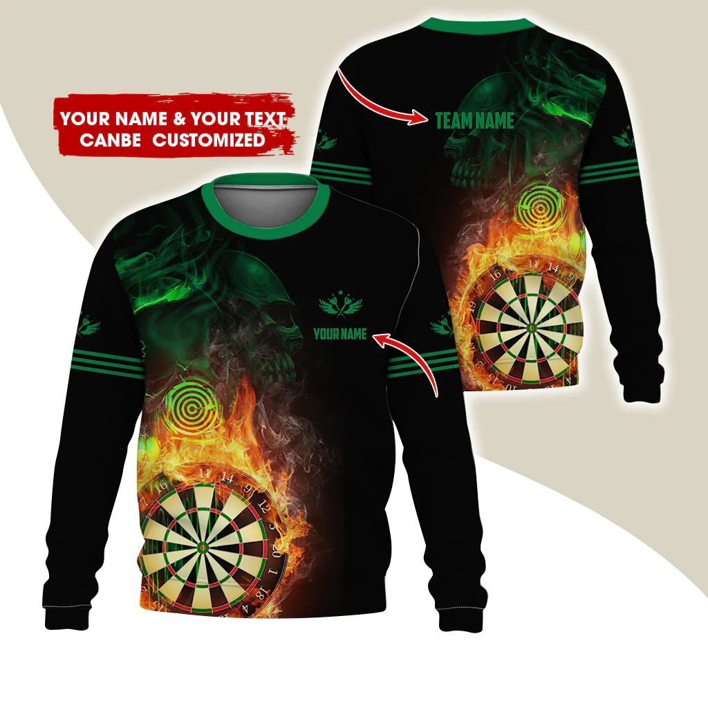 Customized Name Darts Sweatshirt, Personalized Skull Dartboard Flame Sweatshirt For Men & Women - Gift For Darts Lovers, Darts Players - Image 10