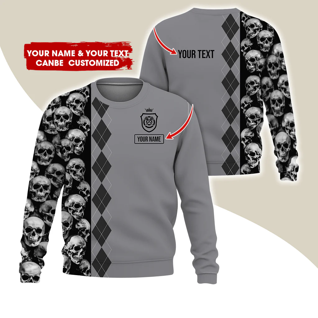 Customized Name Darts Sweatshirt, Skulls & Rhombus Pattern Shirts For Men & Women, Custom Your Shirts - Gift For Darts Lovers, Friend, Family - Image 2