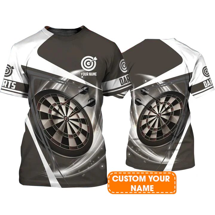 Customized Name Darts T Shirt, Darts Lighting Gray Personalized Name Darts T Shirt For Men - Gift For Darts Lovers, Darts Team Players - Image 2