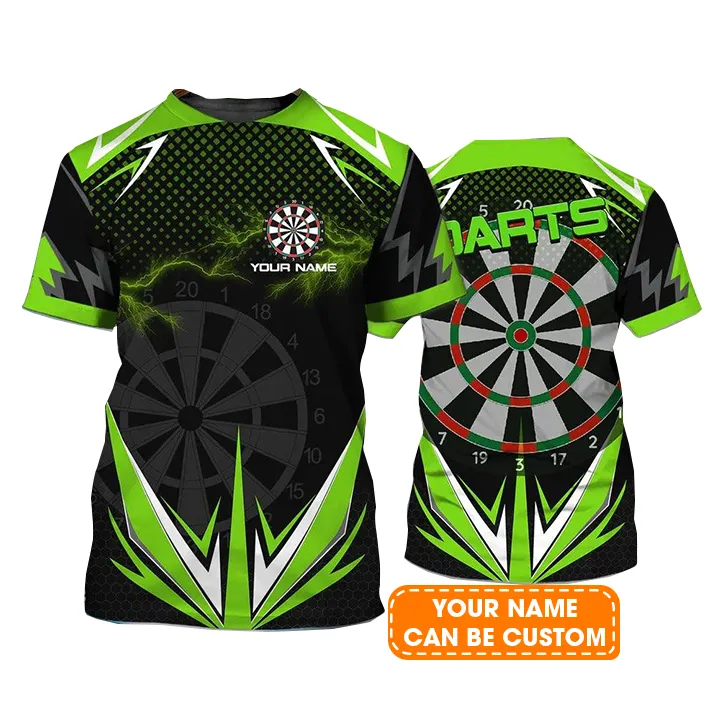 Customized Name Darts T Shirt, Green Darts Lightning Personalized Name T Shirt For Men - Perfect Gift For Darts Game Lovers, Darts Players - Image 2