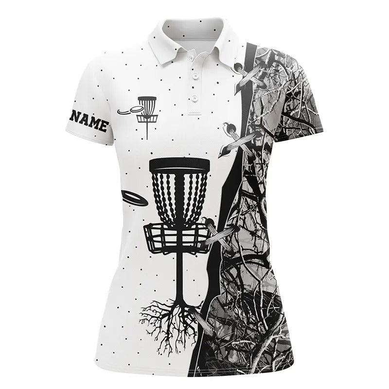 Customized Name Disc Golf Women Polo Shirt, Personalized Black Camo Disc Golf Hole Polo Shirts - Perfect Gift For Ladies, Disc Golf Lovers - Image 3