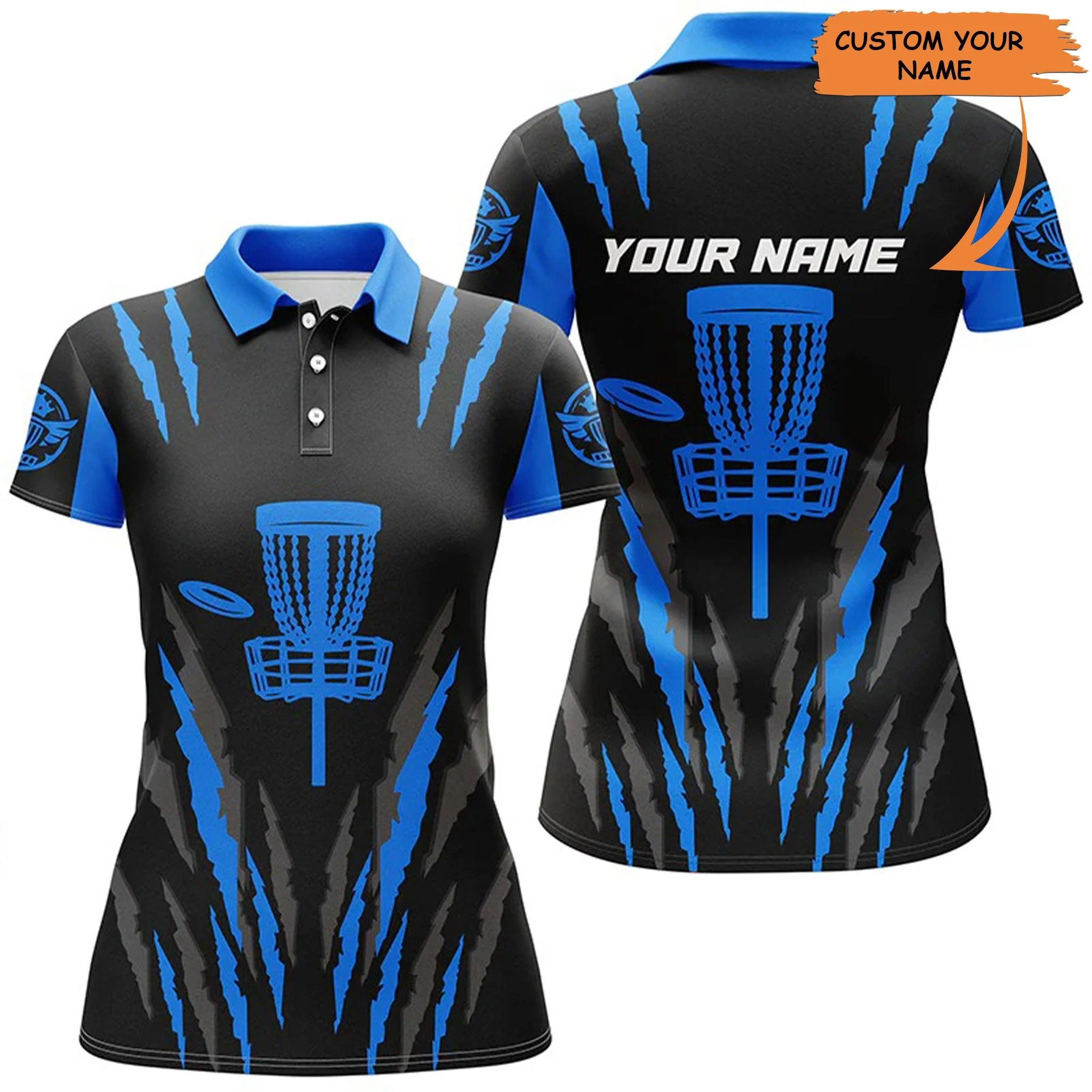 Customized Name Disc Golf Women Polo Shirts, Black And Blue Polo Shirt Disc Golf, Personalized Polo Shirt - Perfect Gift For Ladies, Disc Golf Lovers