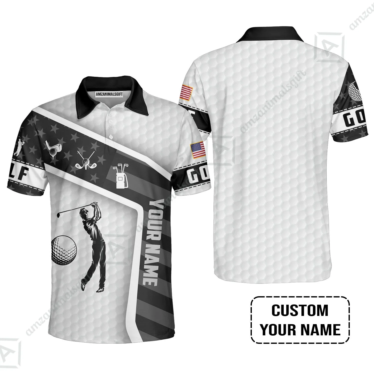 Customized Name Golf Long Polo Shirt, Golf White Shirt Personalized Name Golf Long Polo Shirt - Image 3