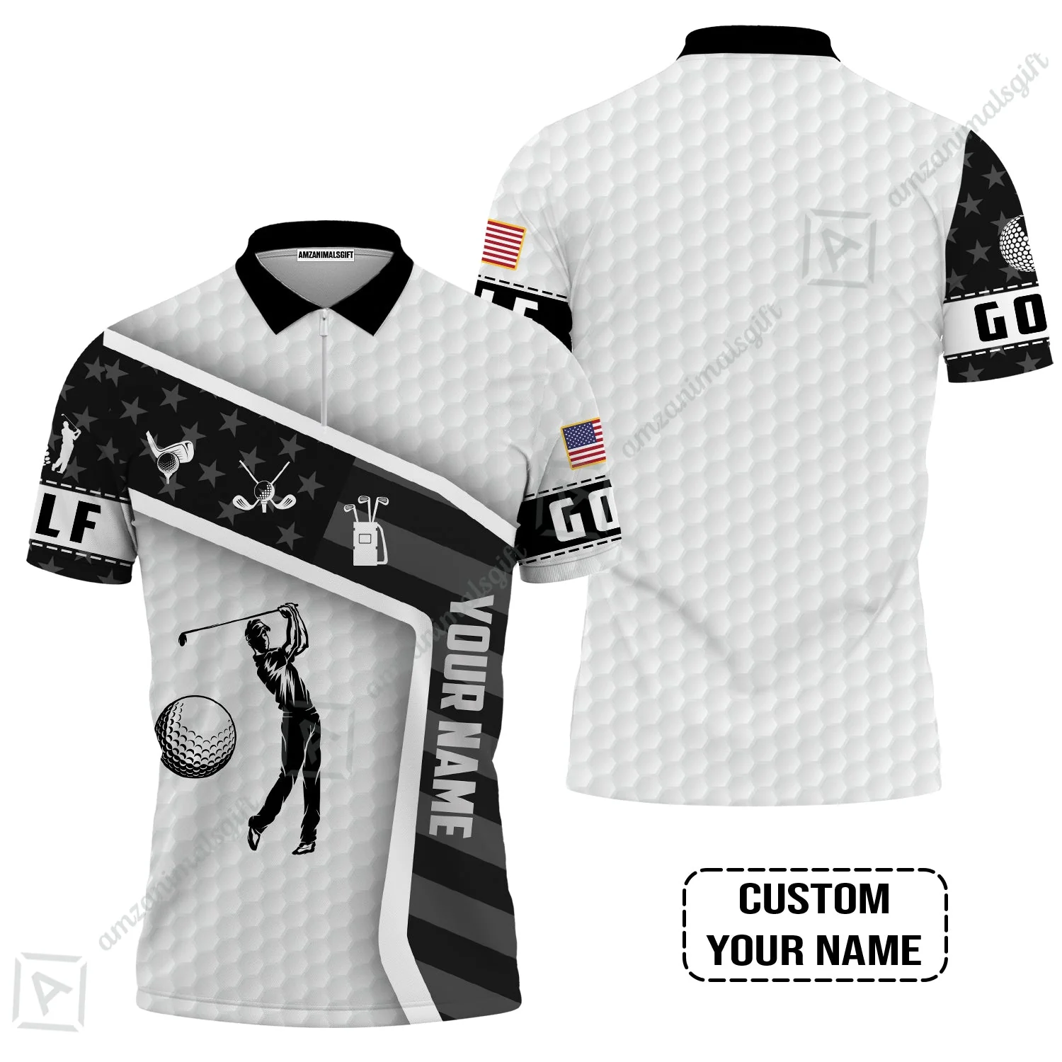 Customized Name Golf Long Polo Shirt, Golf White Shirt Personalized Name Golf Long Polo Shirt - Image 4