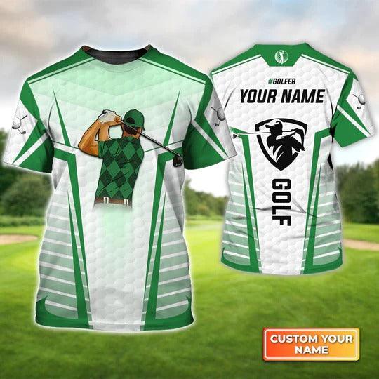 Customized Name Golf T Shirt, Personalized Name Golf Swing Green Abstract With Golf Club T Shirt For Men - Perfect Gift For Golf Lovers, Golfers