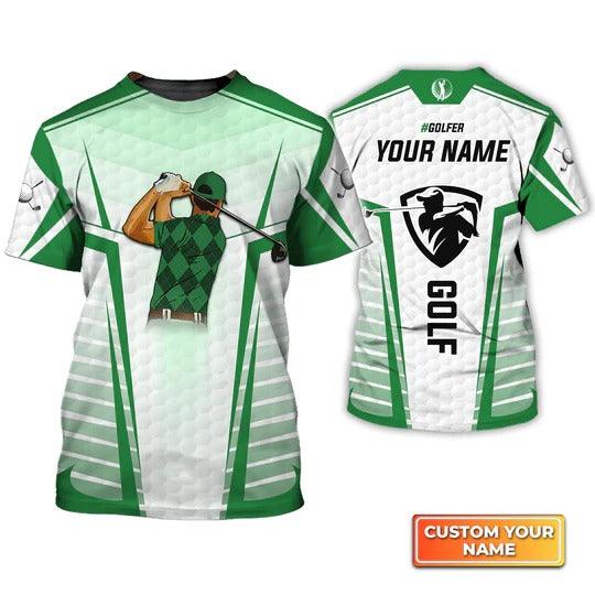 Customized Name Golf T Shirt, Personalized Name Golf Swing Green Abstract With Golf Club T Shirt For Men - Perfect Gift For Golf Lovers, Golfers - Image 2