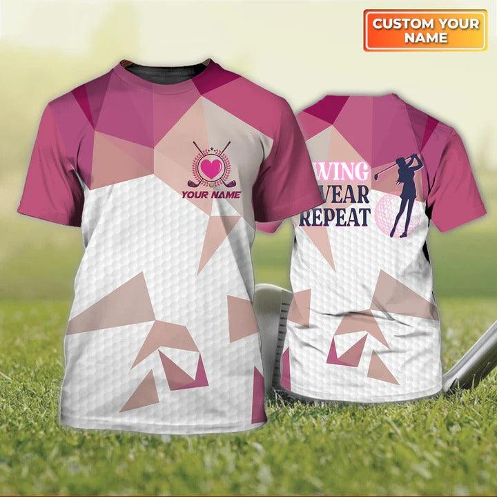Customized Name Golf T Shirt, Personalized Name Swing Swear Repeat Golf T Shirt For Men And Women - Perfect Gift For Golf Lovers, Golfers