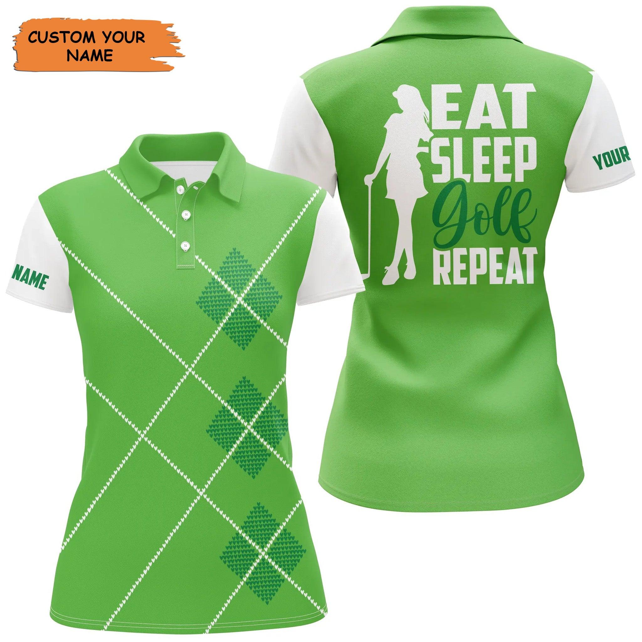 Customized Name Golf Women Polo Shirt, Watercolor American Flag Personalized Swing Swear Repeat Golf - Perfect Gift For Ladies, Golf Lovers, Golfers