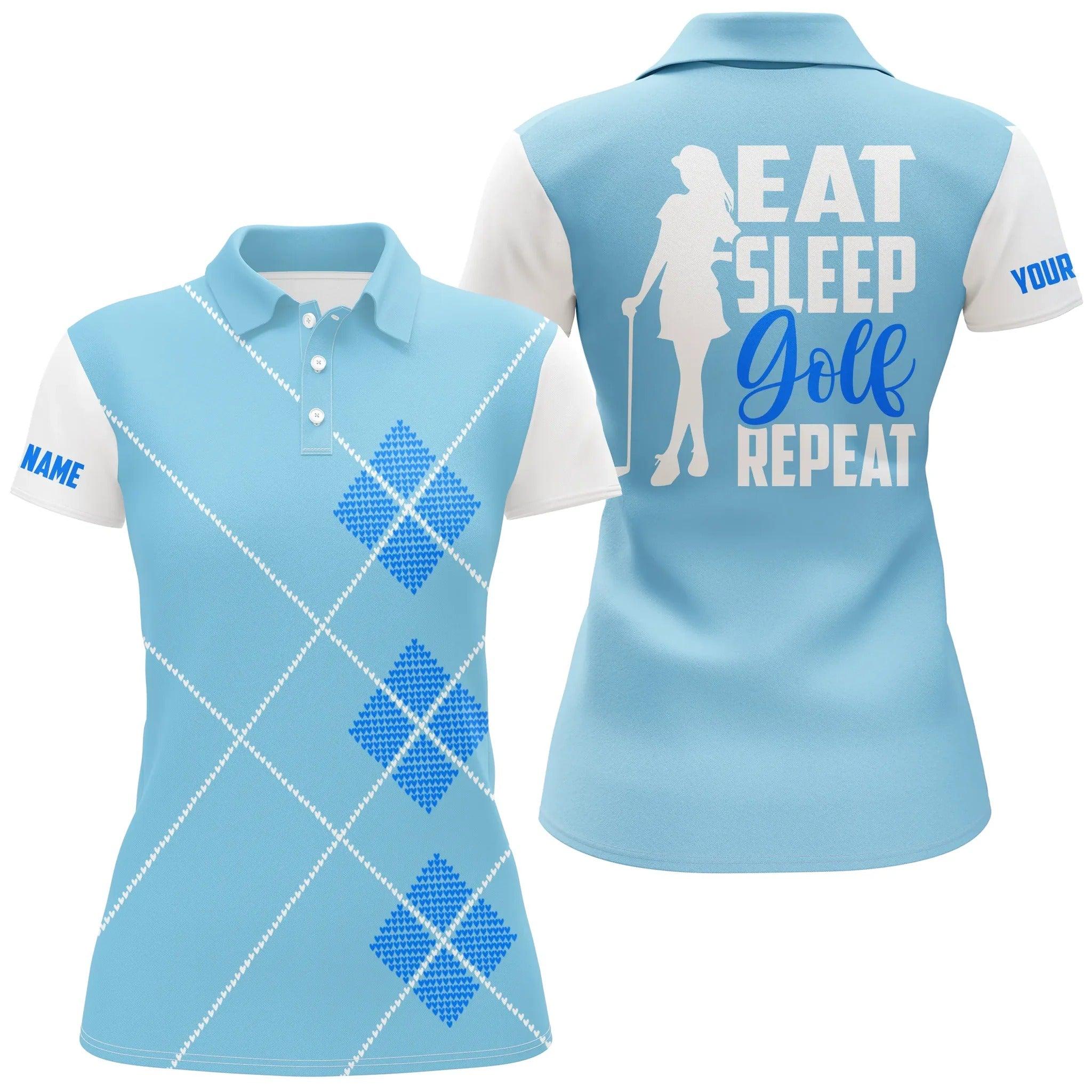 Customized Name Golf Women Polo Shirt, Watercolor American Flag Personalized Swing Swear Repeat Golf - Perfect Gift For Ladies, Golf Lovers, Golfers - Image 3