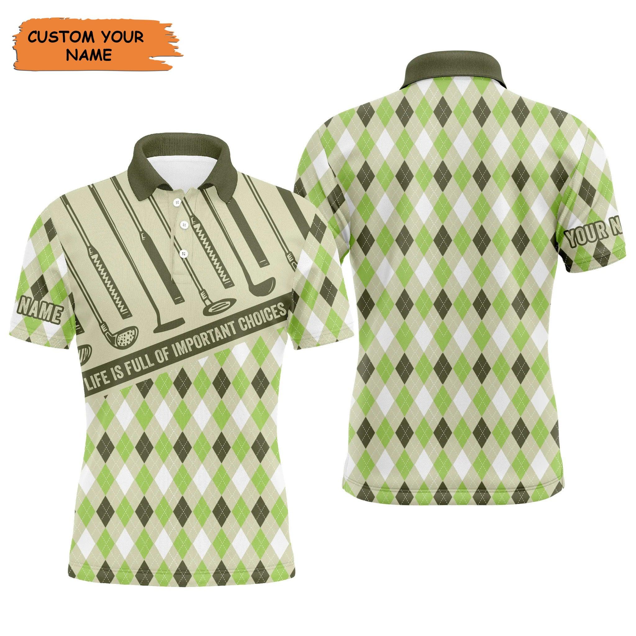 Customized Name Golf Women Polo Shirts, Argyle Pattern Custom Men's Golf Life Is Full Of Important Choices - Perfect Gift For Golfers, Golf Lovers