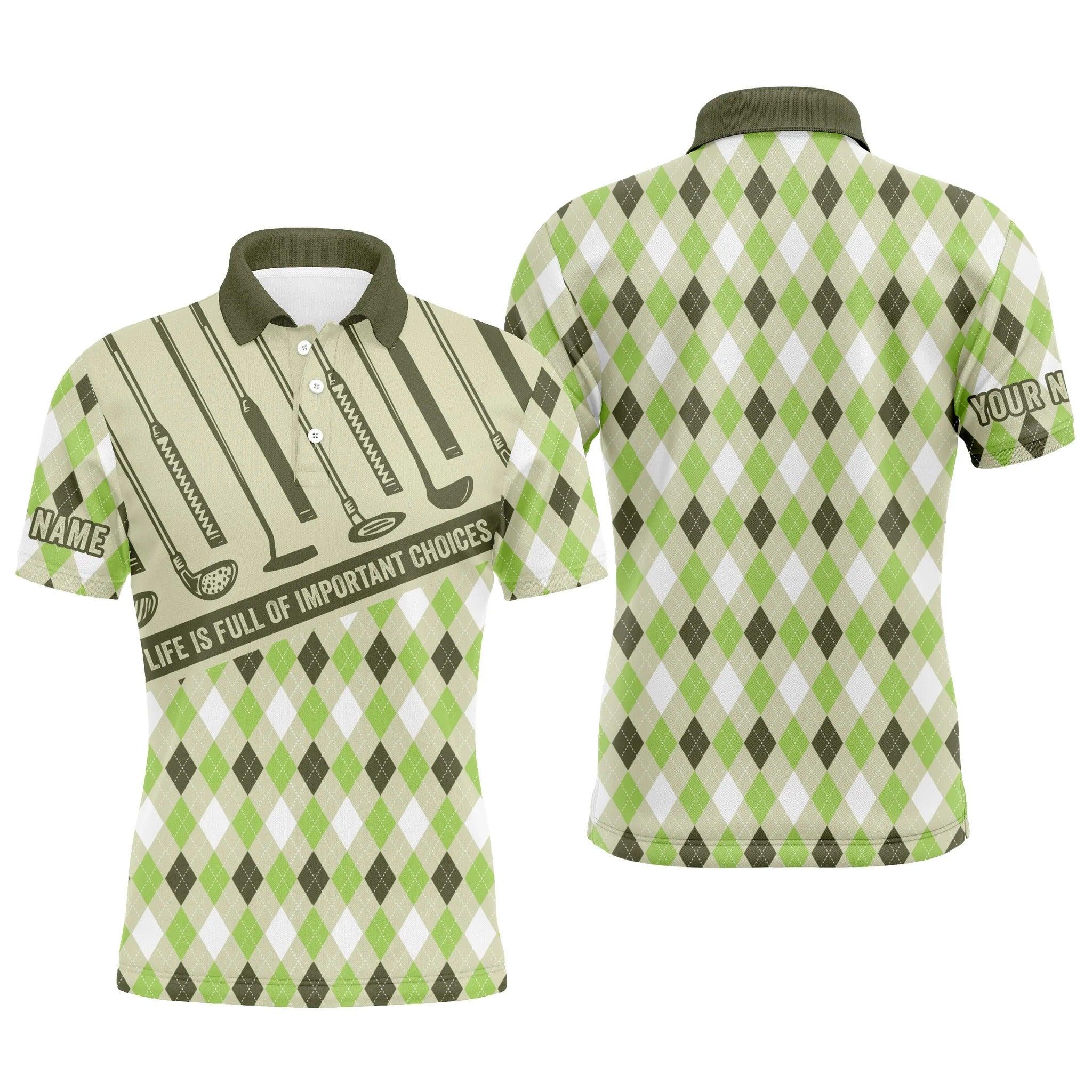 Customized Name Golf Women Polo Shirts, Argyle Pattern Custom Men's Golf Life Is Full Of Important Choices - Perfect Gift For Golfers, Golf Lovers - Image 2
