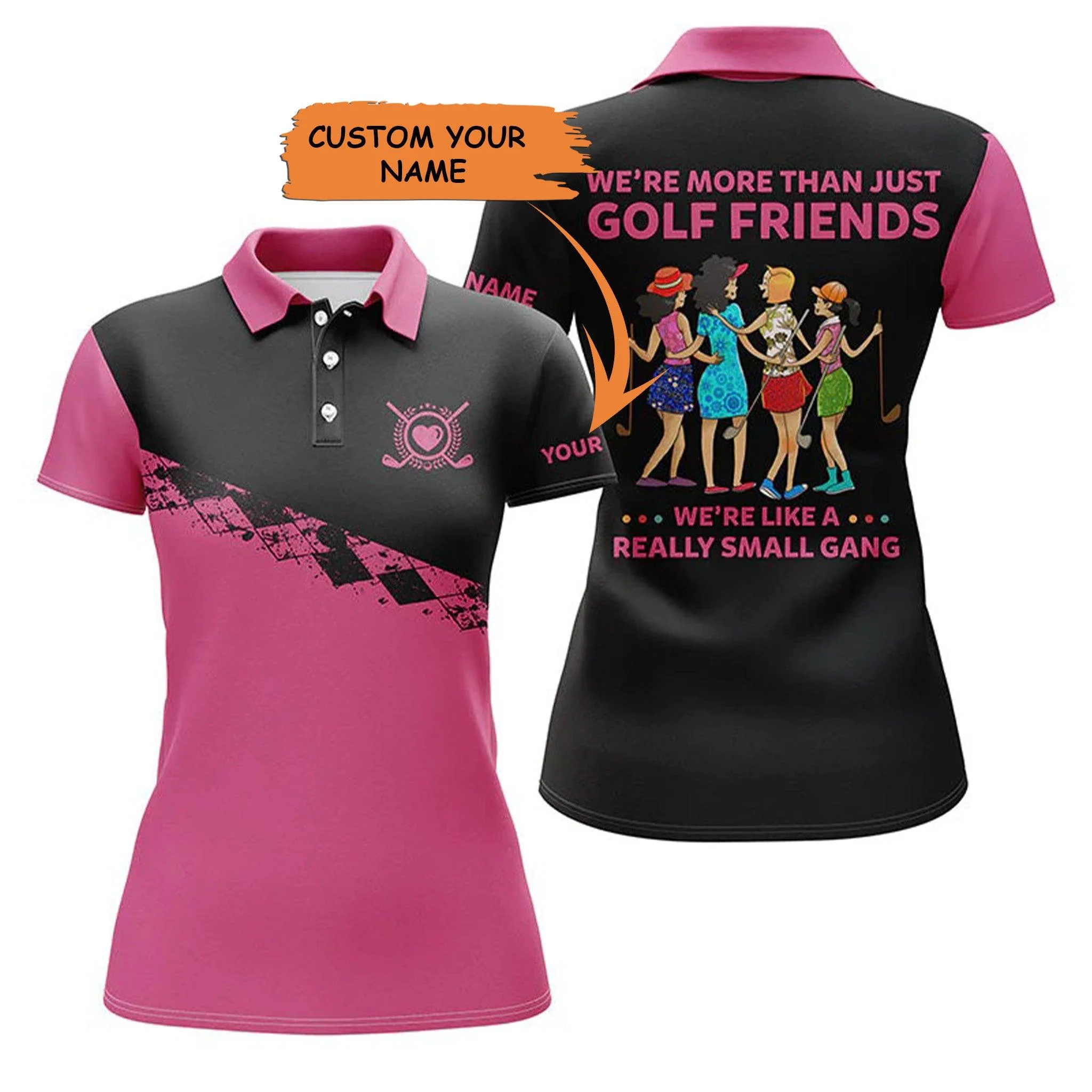 Customized Name Golf Women Polo Shirts - Black Pink Personalized We're More Than Just Golf Friends - Perfect Gift For Ladies, Golfers, Golf Lovers