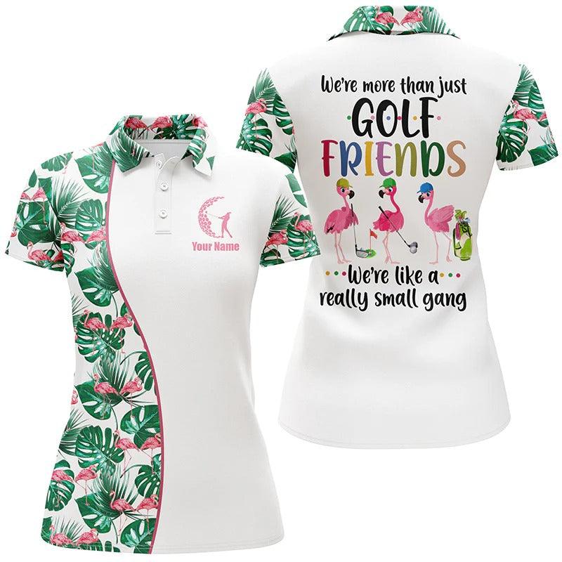 Customized Name Golf Women Polo Shirts, Flamingo Tropical Custom We're More Than Just Golf Friends - Perfect Gift For Ladies, Golfers, Golf Lovers - Image 2