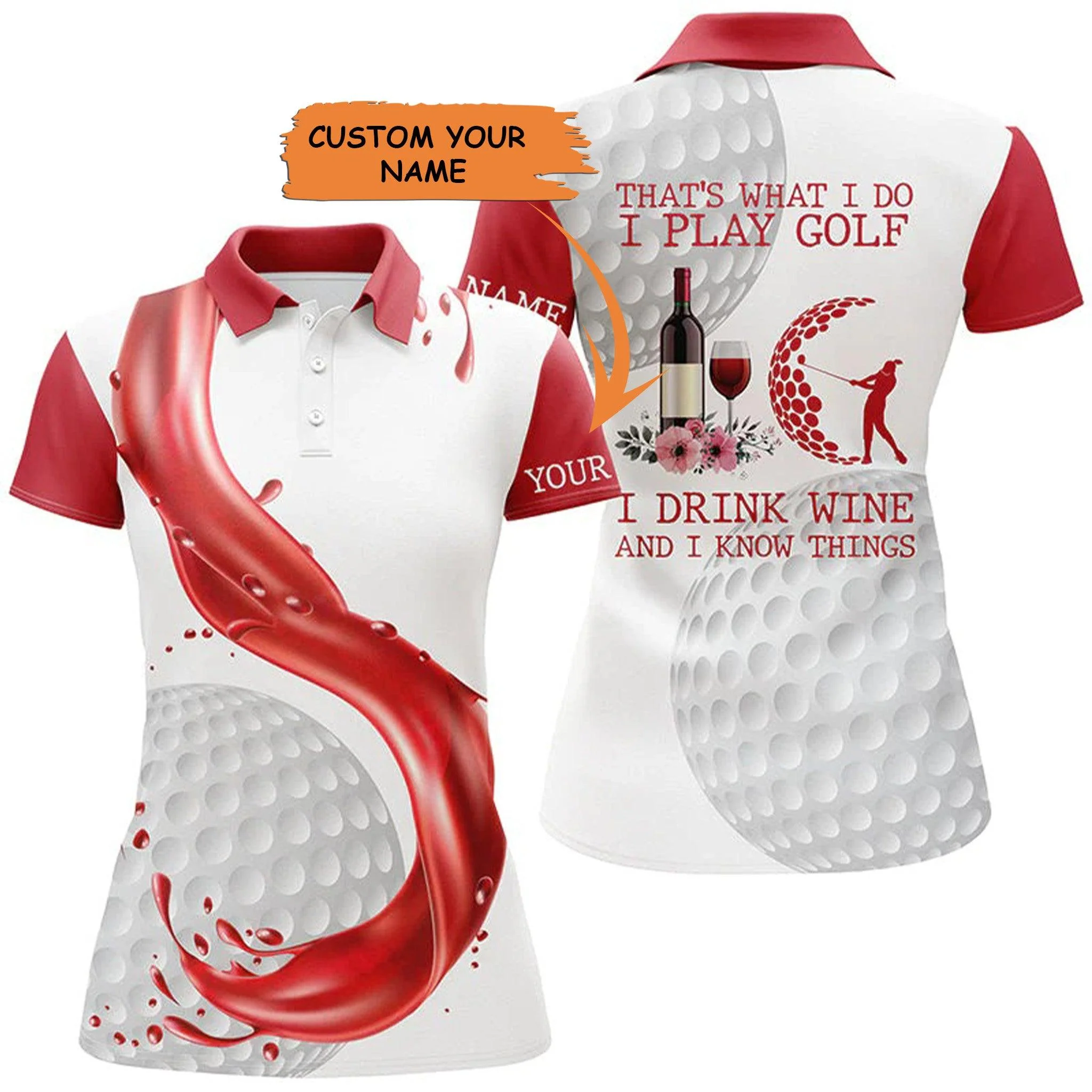 Customized Name Golf Women Polo Shirts, Golf & Wine Personalized I Play Golf I Drink Wine Polo Shirts - Perfect Gift For Golfers, Golf Lovers