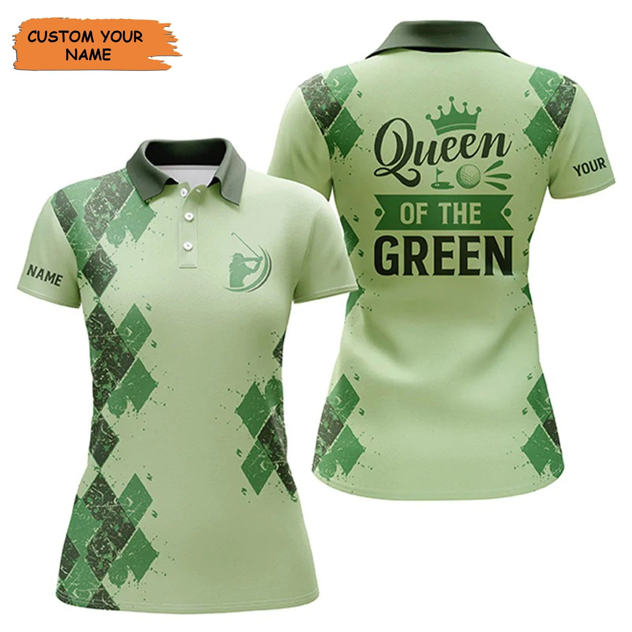 Customized Name Golf Women Polo Shirts, Green Shirts Personalized Queen Of The Green Funny Golf Polo Shirts - Perfect Gift For Golfers, Golf Lovers