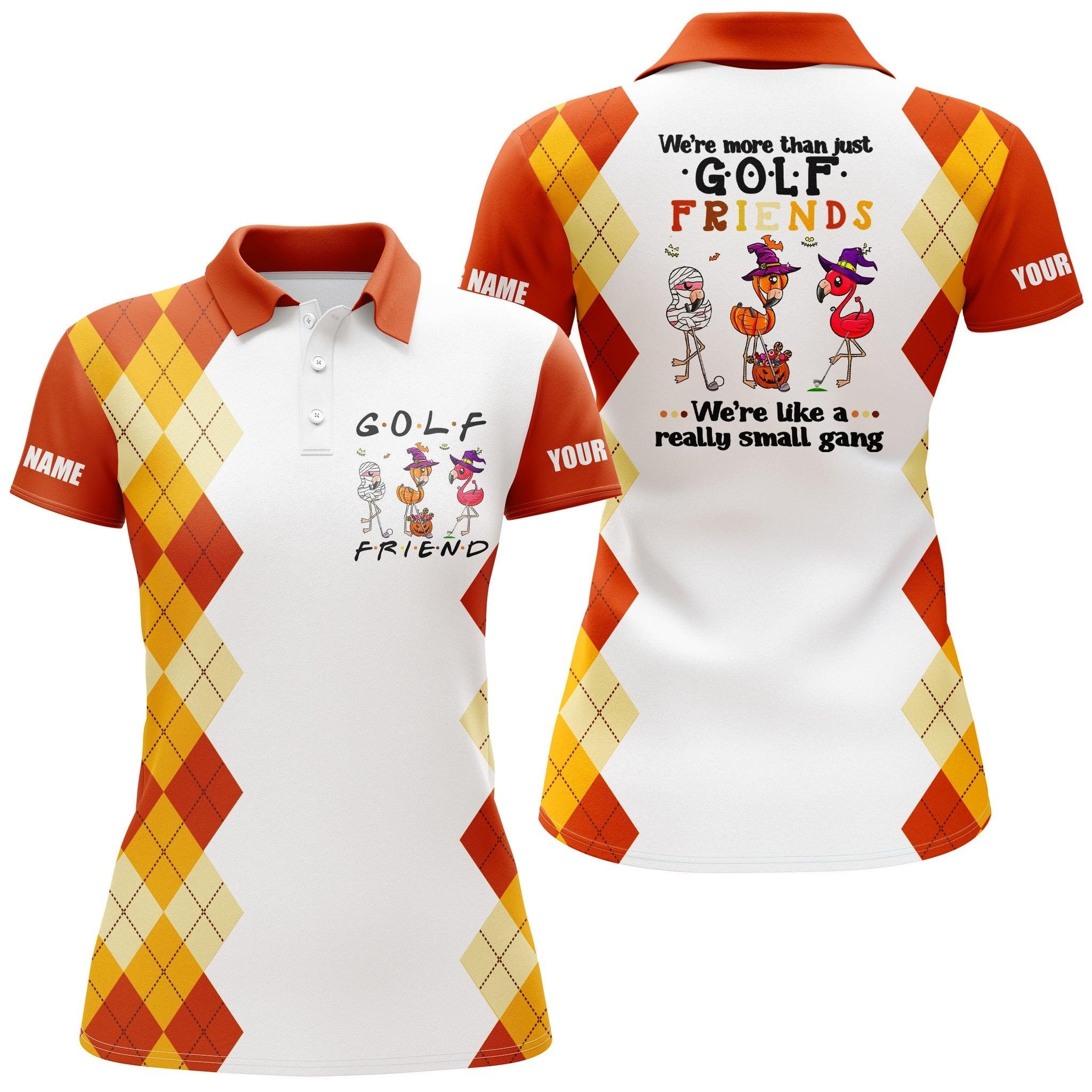 Customized Name Golf Women Polo Shirts, Halloween Flamingo Personalized We're More Than Just Golf Friends - Perfect Gift For Golfers, Golf Lovers - Image 2
