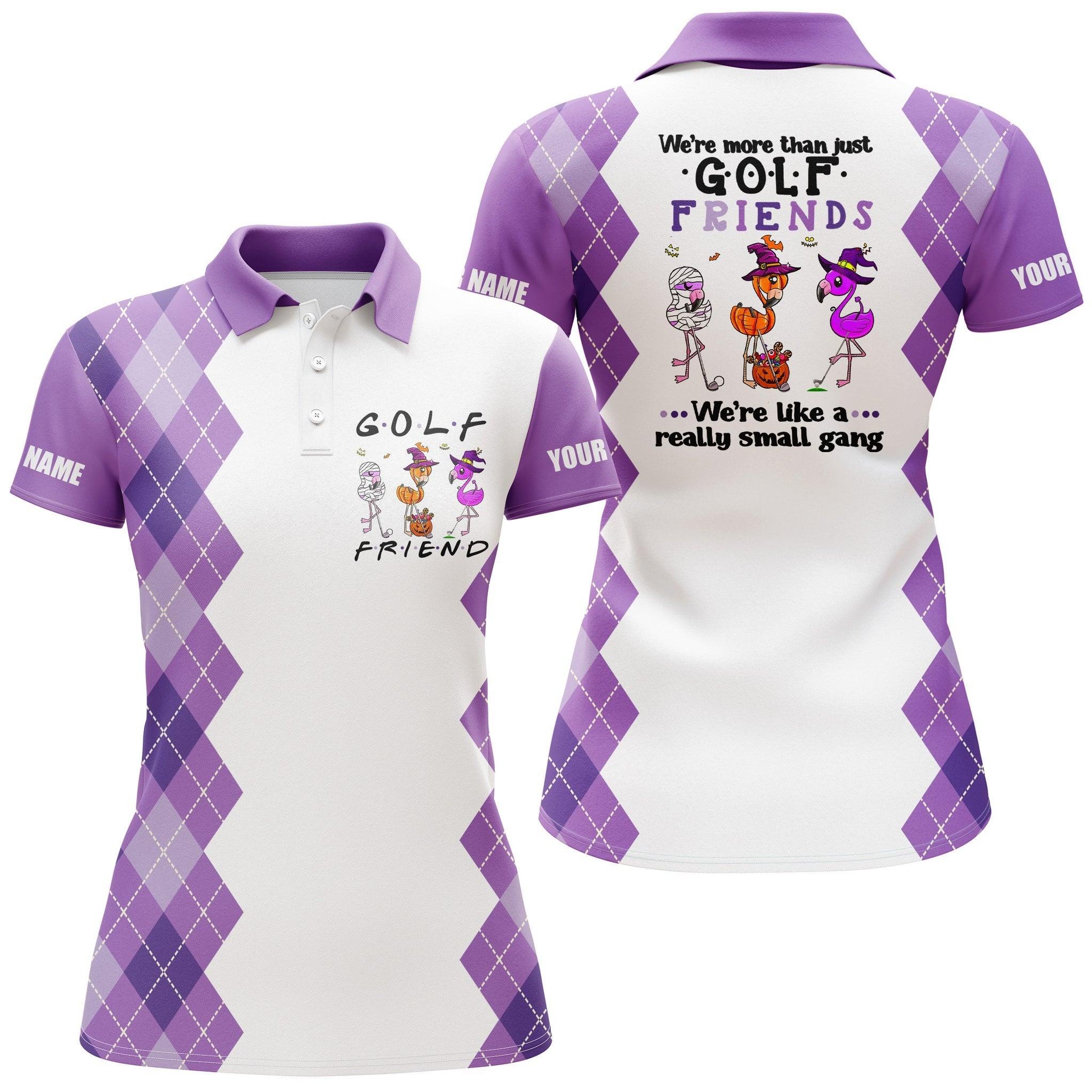 Customized Name Golf Women Polo Shirts, Halloween Flamingo Personalized We're More Than Just Golf Friends - Perfect Gift For Golfers, Golf Lovers - Image 3