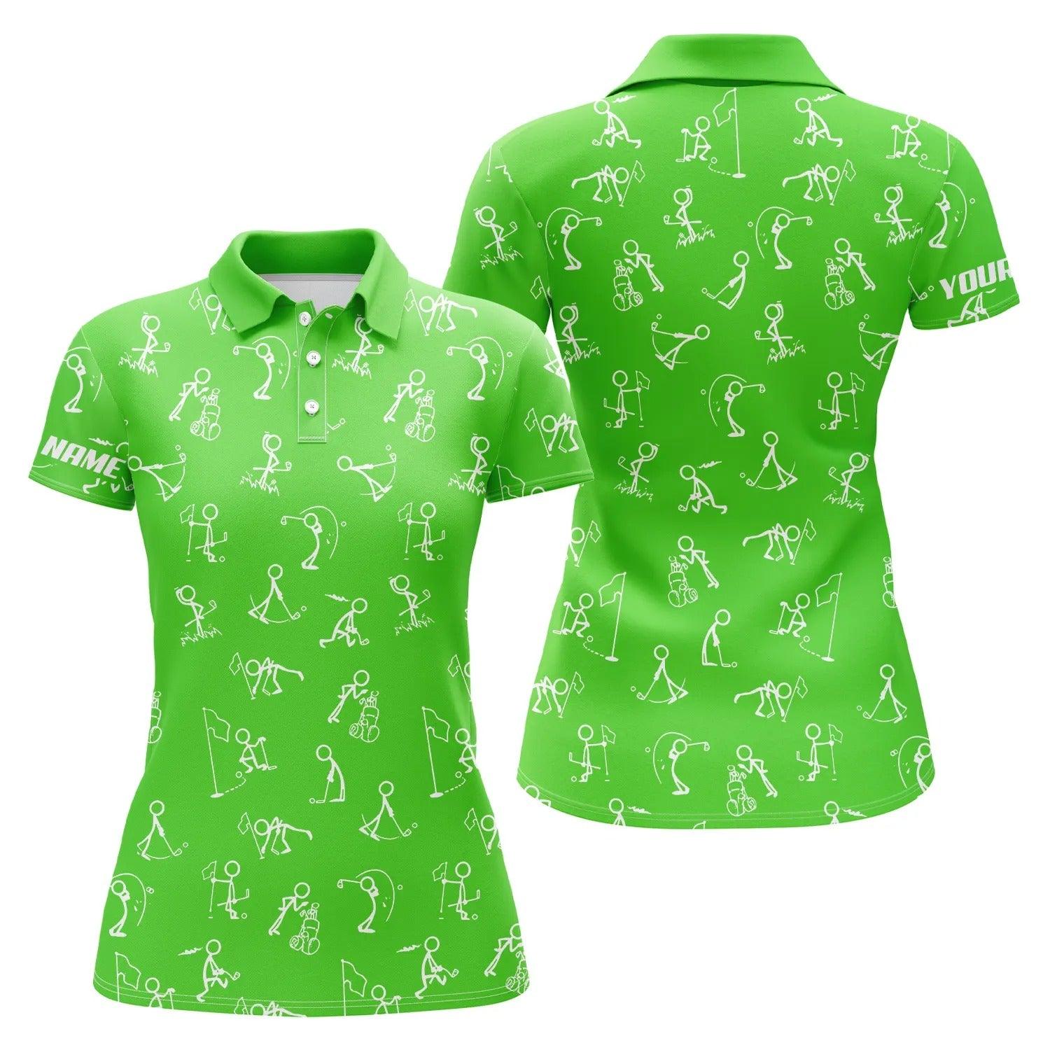 Customized Name Golf Women Polo Shirts, Personalized Funny Golf Pattern Green Golf Polo Shirts - Perfect Gift For Ladies, Golf Lovers, Golfers - Image 2