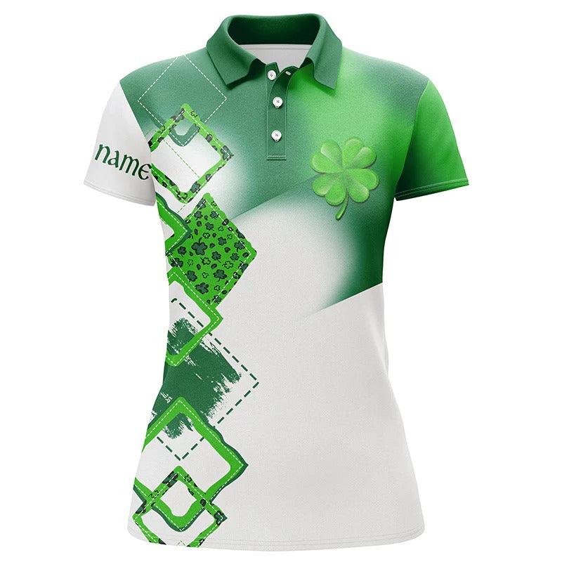 Customized Name Golf Women Polo Shirts, Personalized Green Clover St Patrick Day Golf Polo Shirts - Perfect Gift For Ladies, Golfers, Golf Lovers - Image 2