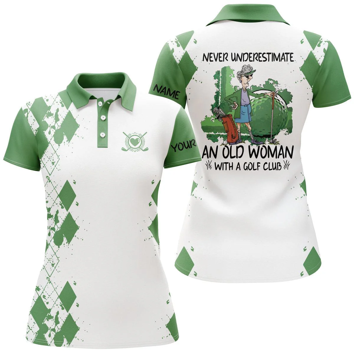 Customized Name Golf Women Polo Shirts, Personalized Multi color An Old Woman With A Golf Club - Perfect Gift For Ladies, Golf Lovers, Golfers - Image 4