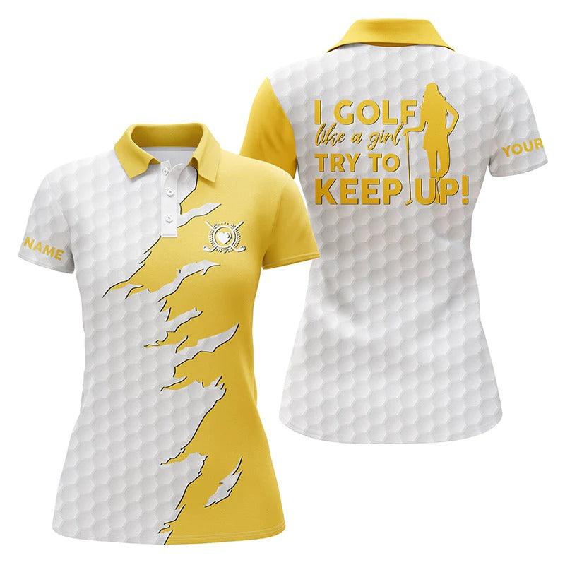 Customized Name Golf Women Polo Shirts - Personalized Multi-color I Golf Like A Girl Try To Keep Up - Perfect Gift For Ladies, Golfers, Golf Lovers - Image 2