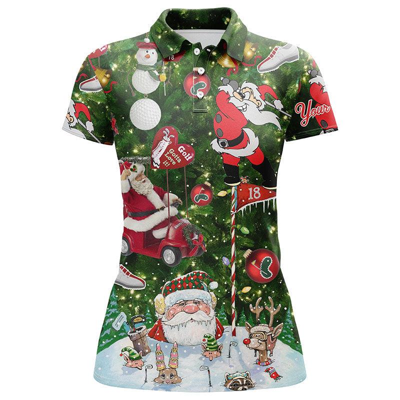 Customized Name Golf Women Polo Shirts, Personalized Santa Claus Christmas Golf Polo Shirts - Perfect Gift For Ladies, Golf Lovers, Golfers - Image 2