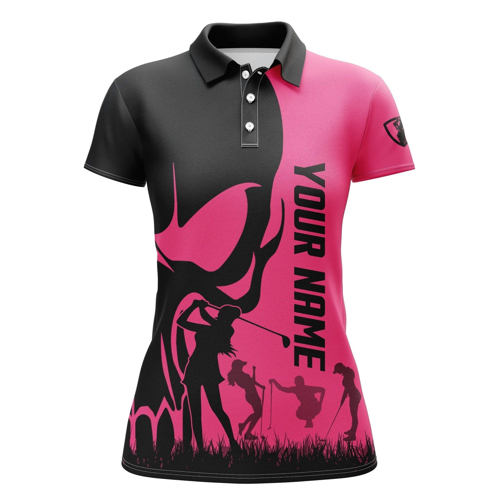 Customized Name Golf Women Polo Shirts, Personalized Skull Golf Black Golf Polo Shirts - Perfect Gift For Ladies, Golf Lovers, Golfers - Image 2