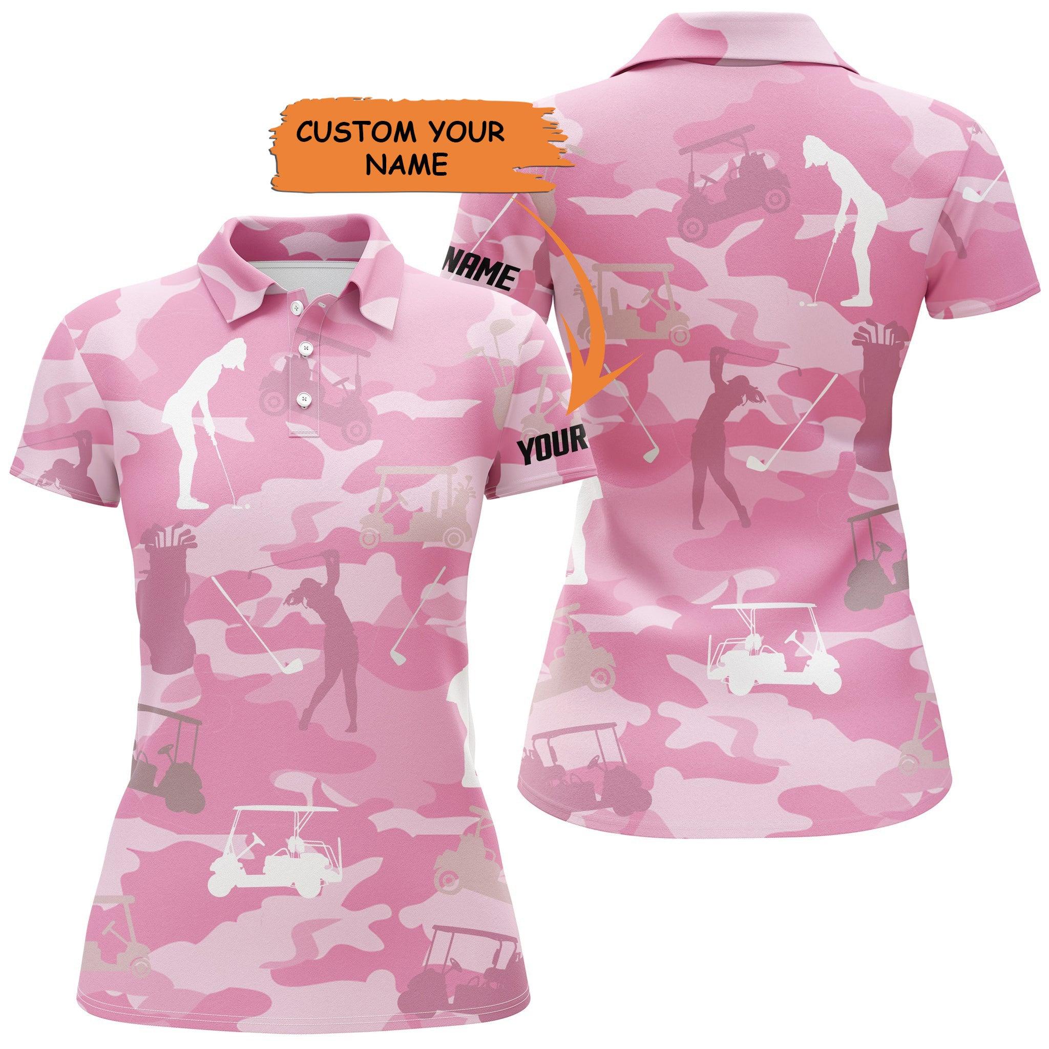 Customized Name Golf Women Polo Shirts, Pink Camo Women Golf Polo Shirt Personalized Golfers Gift - Perfect Gift For Ladies, Golfers, Golf Lovers
