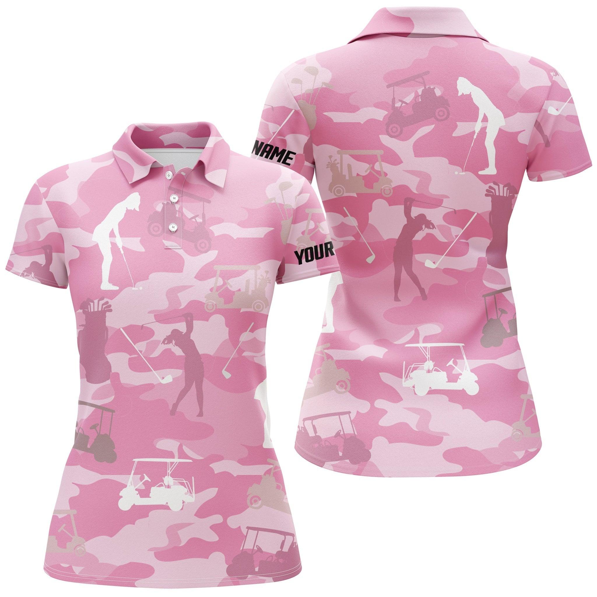 Customized Name Golf Women Polo Shirts, Pink Camo Women Golf Polo Shirt Personalized Golfers Gift - Perfect Gift For Ladies, Golfers, Golf Lovers - Image 2