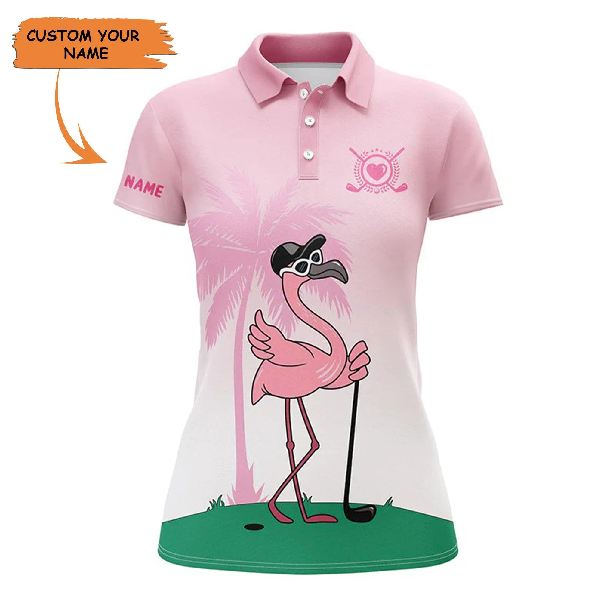 Customized Name Golf Women Polo Shirts, Pink Flamingo Tropical Personalized Name Golfers Gift - Perfect Gift For Ladies, Golfers, Golf Lovers
