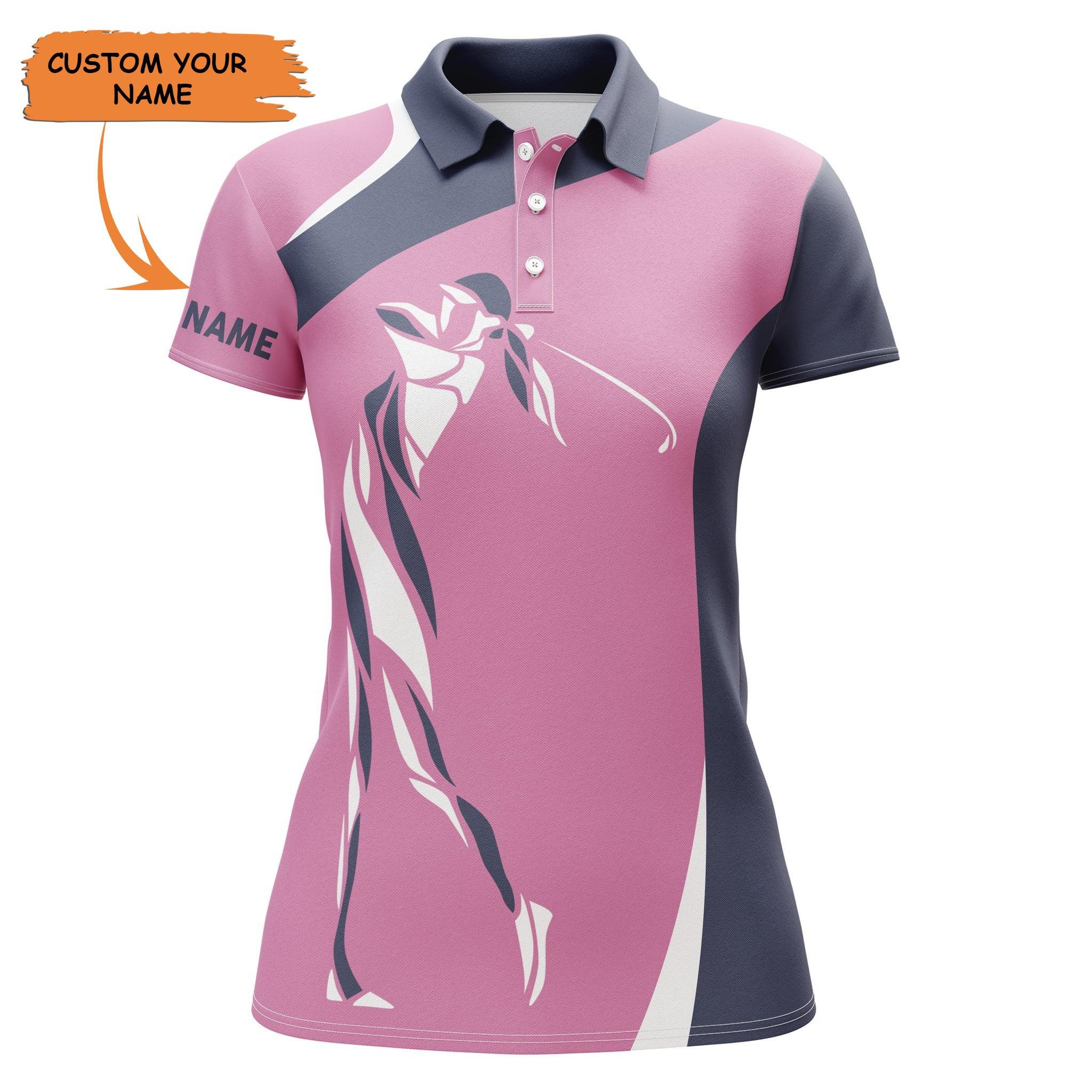 Customized Name Golf Women Polo Shirts, Pink Women Golf Polo Shirts Personalized Unique Golfers Gifts - Perfect Gift For Ladies, Golfers, Golf Lovers