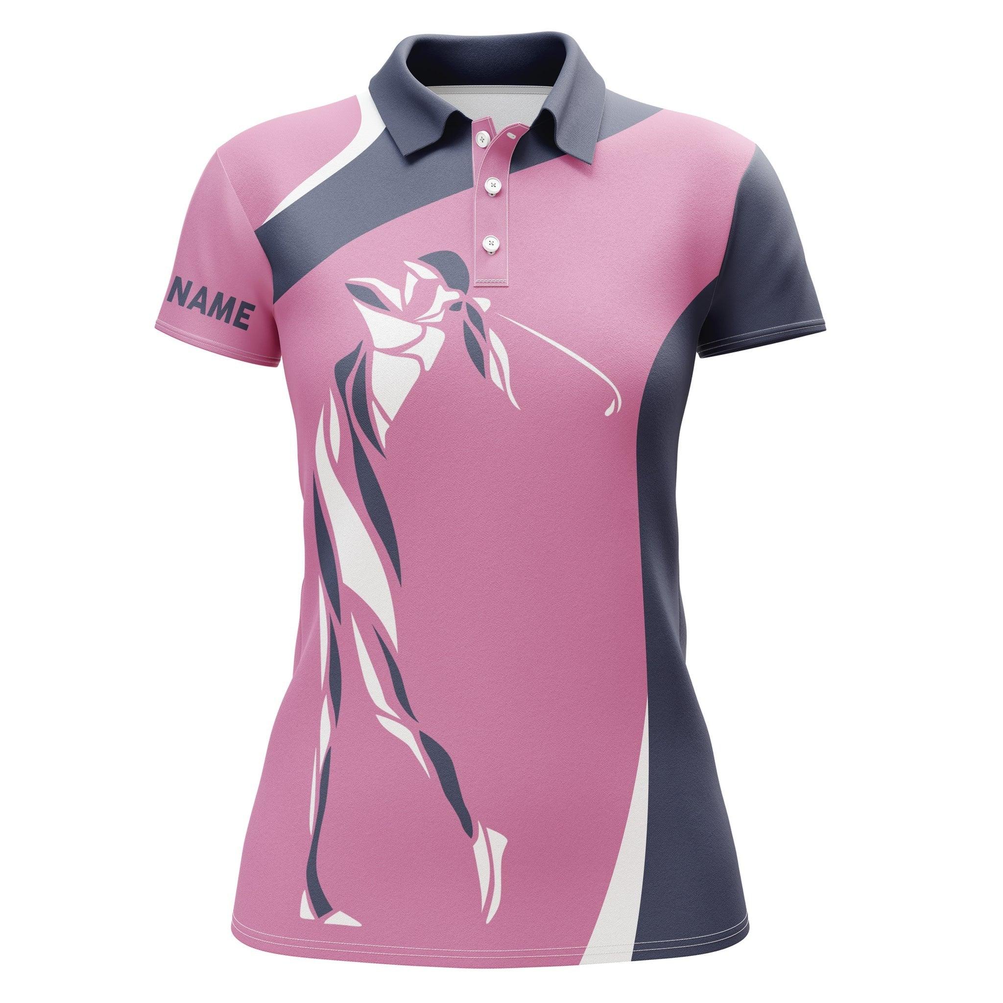 Customized Name Golf Women Polo Shirts, Pink Women Golf Polo Shirts Personalized Unique Golfers Gifts - Perfect Gift For Ladies, Golfers, Golf Lovers - Image 2