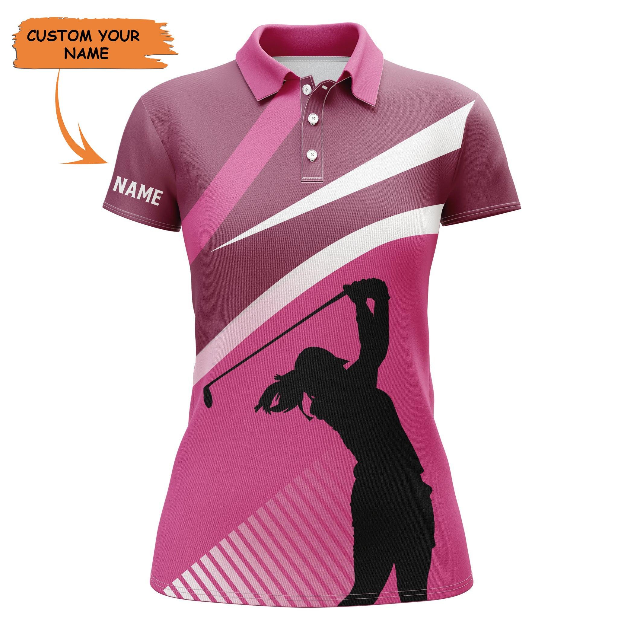 Customized Name Golf Women Polo Shirts, Pink Women Polo Shirts Personalized Unique Golfers Gifts - Perfect Gift For Ladies, Golfers, Golf Lovers - Image 2