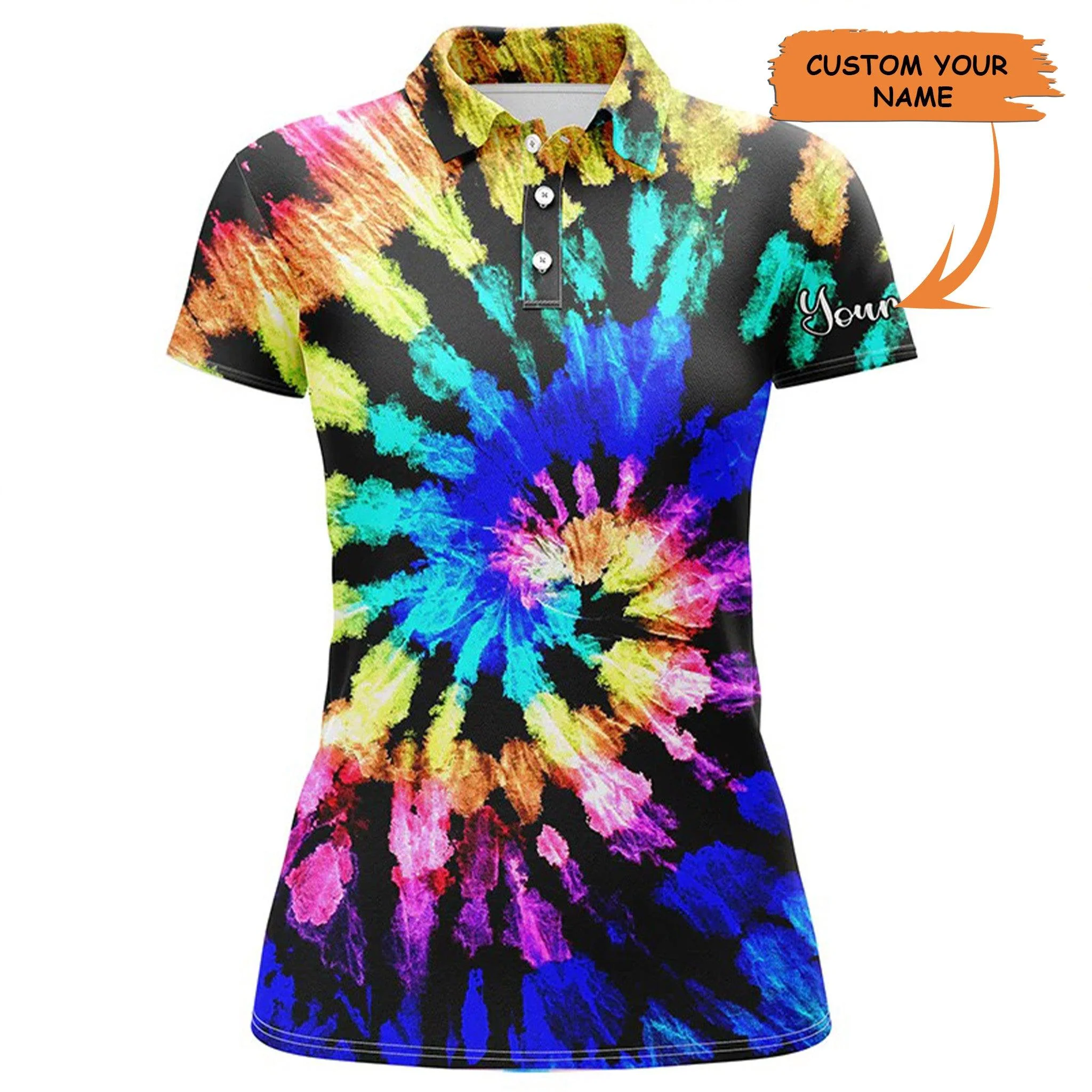 Customized Name Golf Women Polo Shirts, Tie Dye Pattern Personalized Unique Women Golf Polo Shirts - Perfect Gift For Ladies, Golfers, Golf Lovers