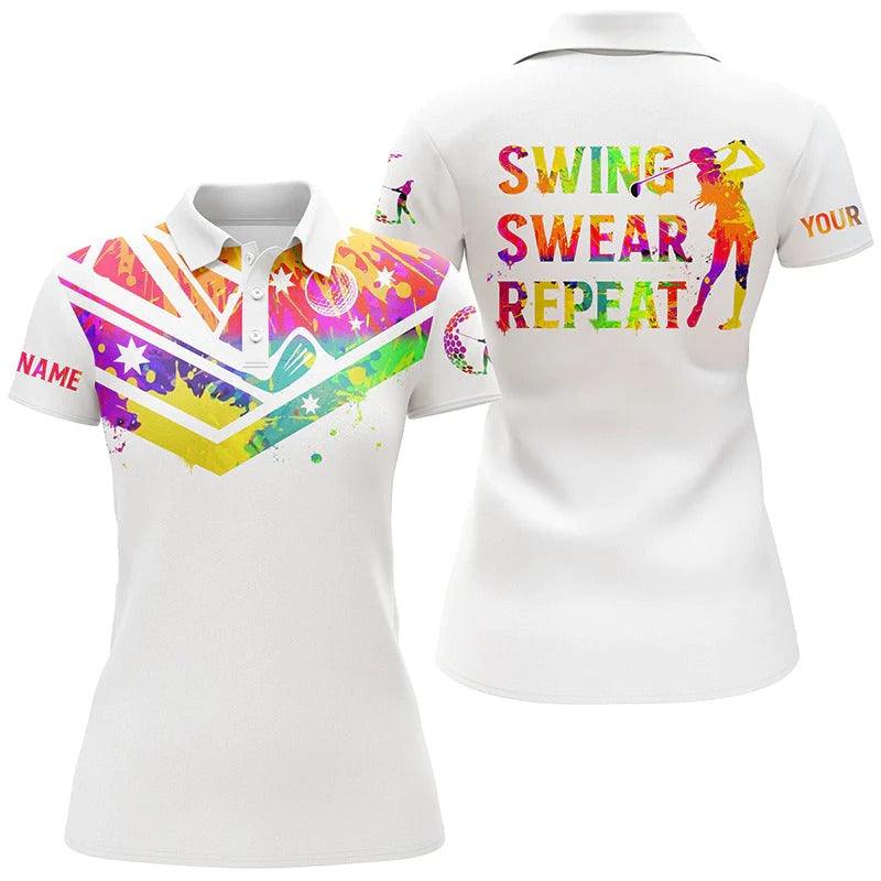 Customized Name Golf Women Polo Shirts, Watercolor Australia Flag Personalized Let’s Par Tee White Shirt - Perfect Gift For Ladies, Golf Lovers, Golfer - Image 2