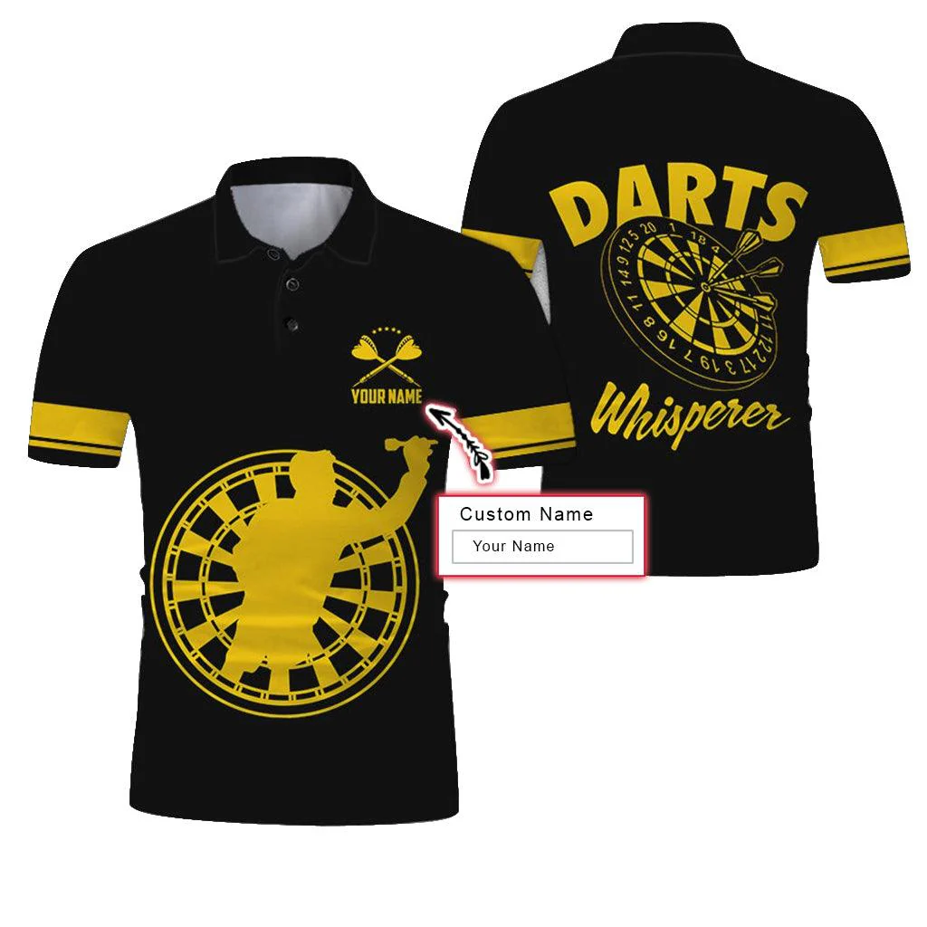 Customized Name Polo Shirt, Darts Whisperer Personalized Name Darts Uniforms Polo Shirt For Men - Perfect Gift For Darts Lovers, Darts Players