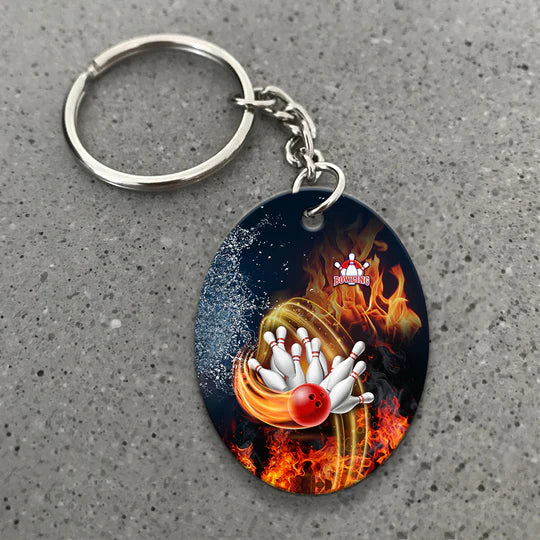 Customized Name Red Bowl And Pins In Water And Fire Acrylic Keychain - Christmas Gift For Bowling Lovers, Bowling Players, Family, Friends - Image 4