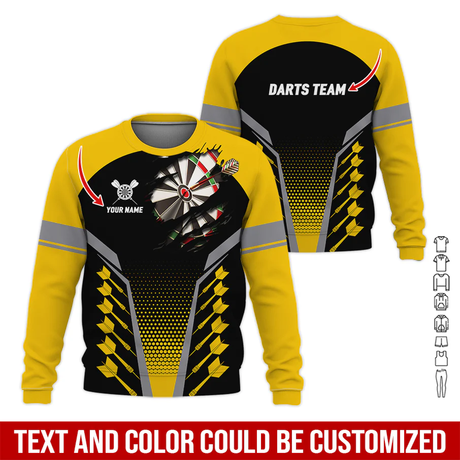 Customized Name & Team Darts Long Sleeved Shirt, Personalized Name Darts Team Uniforms Shirts For Men & Women - Gift For Darts Lovers, Darts Players - Image 3