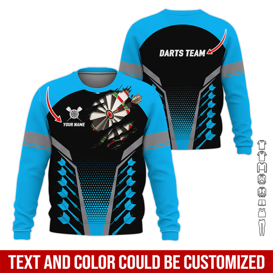 Customized Name & Team Darts Long Sleeved Shirt, Personalized Name Darts Team Uniforms Shirts For Men & Women - Gift For Darts Lovers, Darts Players - Image 5