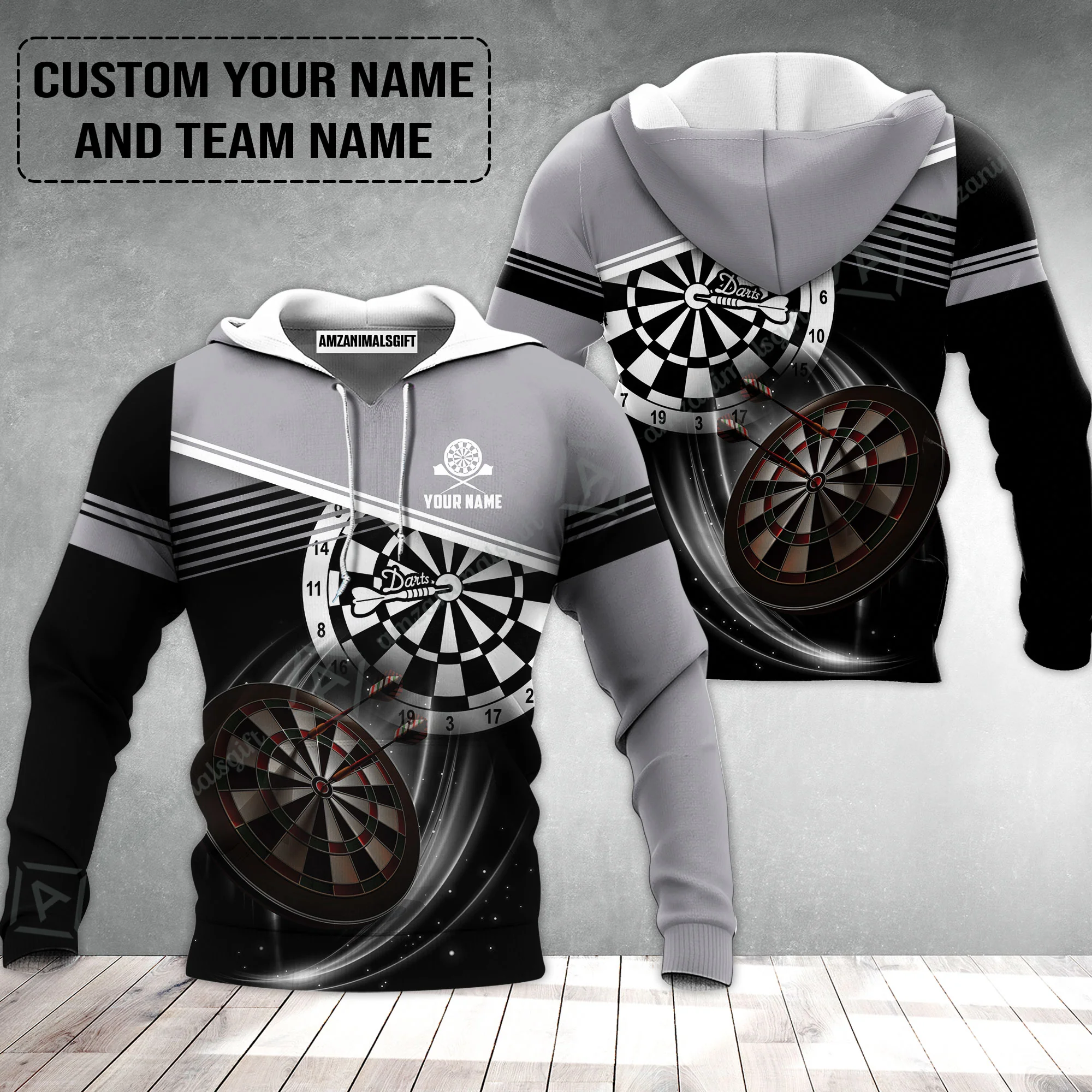 Customized Name & Team Name Darts Hoodie, Personalized Name Color Darts Hoodie - Perfect Gift For Darts Lovers - Image 2