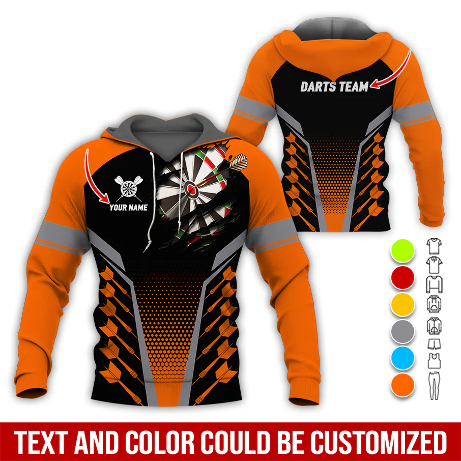 Customized Name & Team Name Darts Premium Hoodie, Spot Darts Pattern Hoodie For Men & Women, Perfect Gift For Darts Lovers, Friend, Family - Image 3