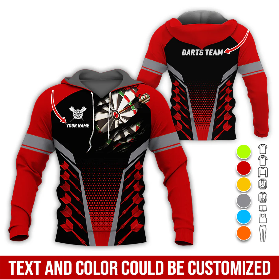 Customized Name & Team Name Darts Premium Hoodie, Spot Darts Pattern Hoodie For Men & Women, Perfect Gift For Darts Lovers, Friend, Family - Image 4